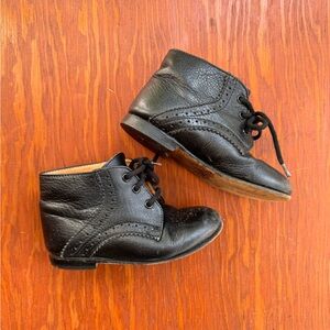 Vintage genuine leather Italy black lace up toddler boots booties EU 24 CA 7.5